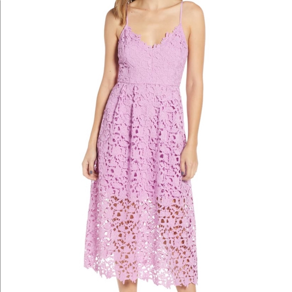 ASTR lilac lace midi dress